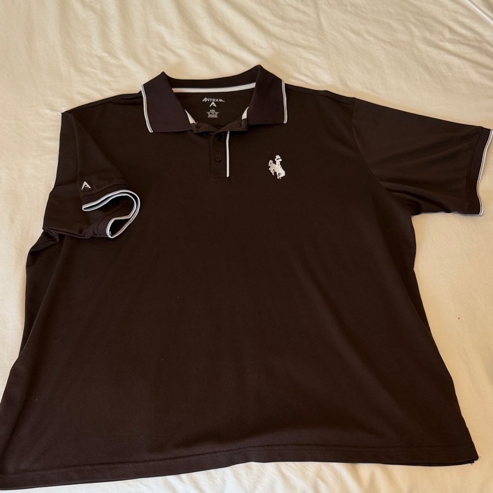 Vintage Wyoming Dark Brown Polo Shirt with White Accents